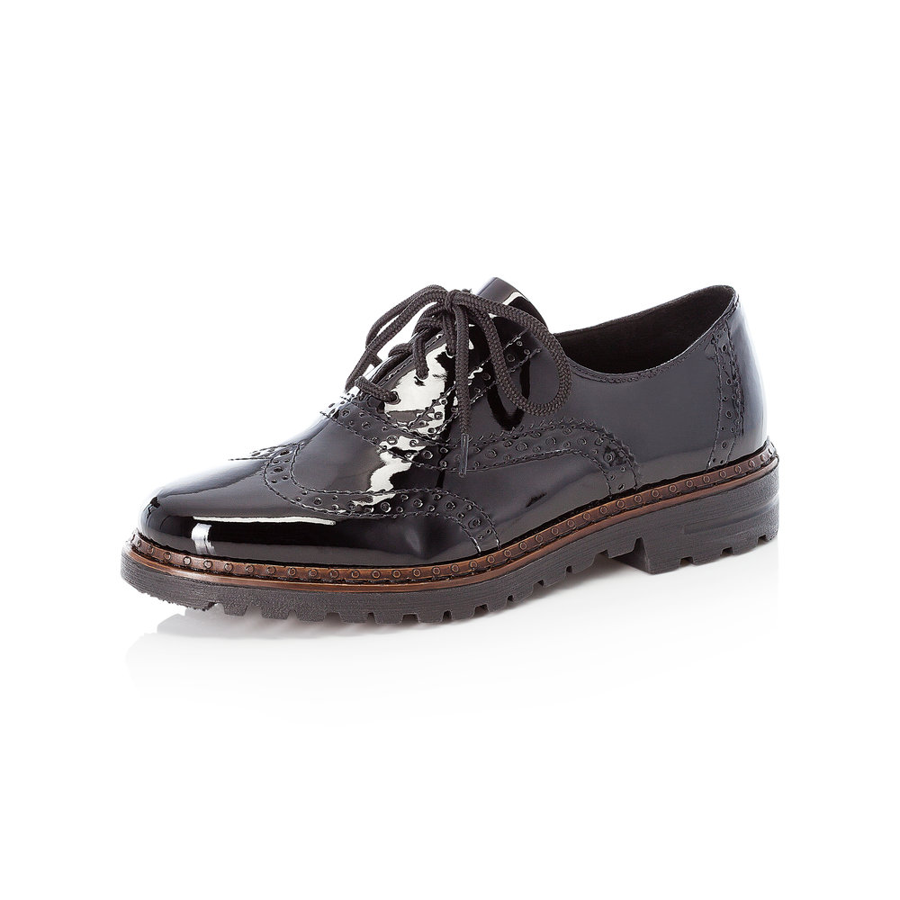 Rieker 54812-00 Black patent lace shoe   Sizes - 38 to 42    Price - £55 