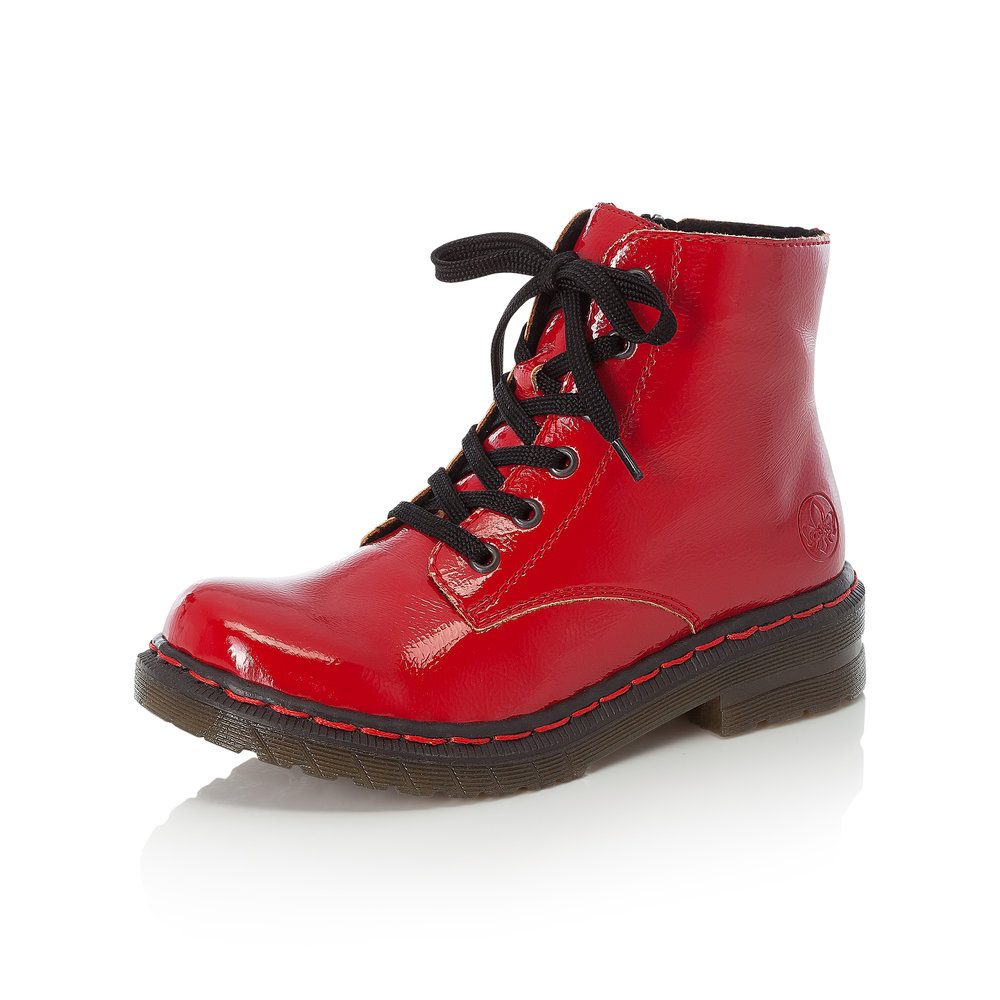 Rieker 76240-33 Red patent zip/lace boot   Sizes - Sold Out   Price - £65