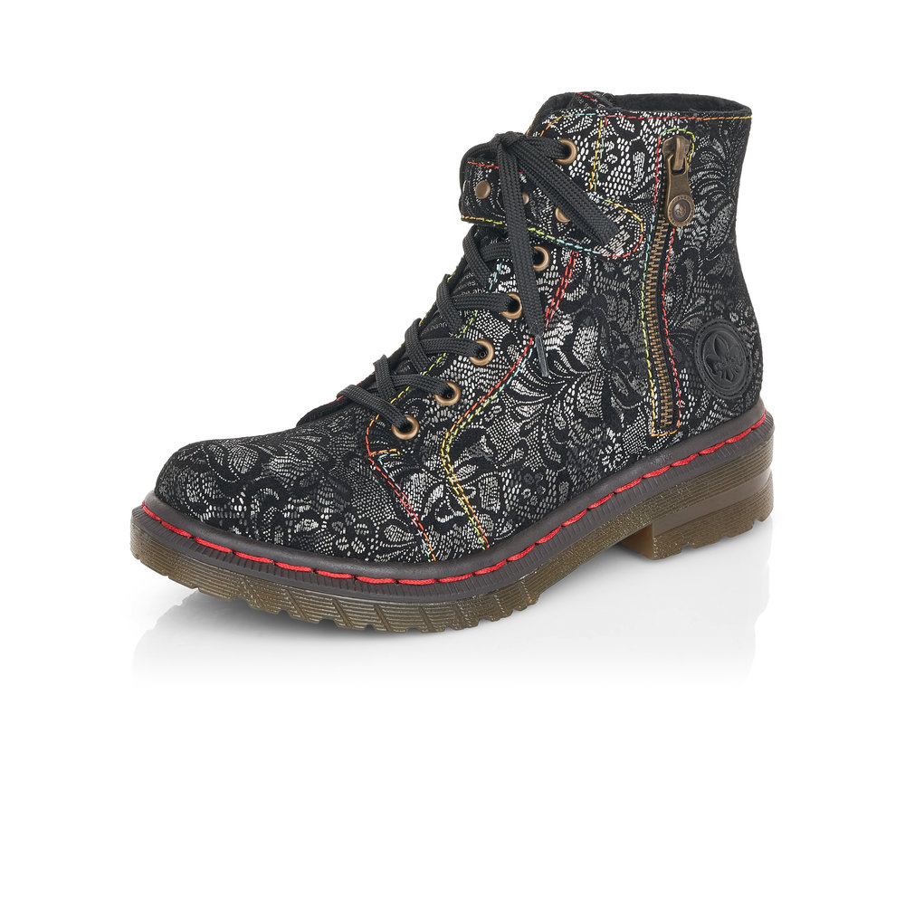 Rieker 76241-00 Black multi zip/lace boot   Size - Sold Out.   Price - £75