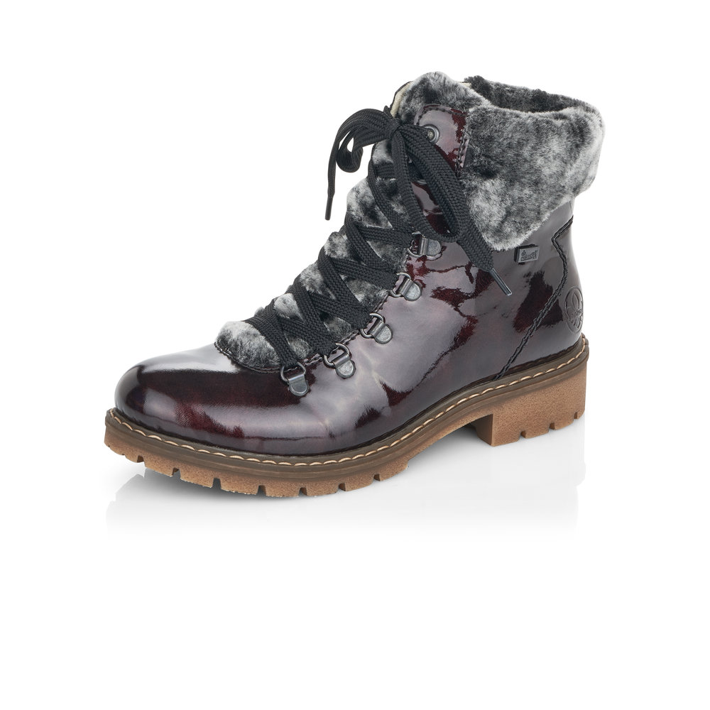 Rieker Y9124-35 Wine patent zip/lace boot  Sizes - 37, 38 and 39.  Price - £72 NOW £49