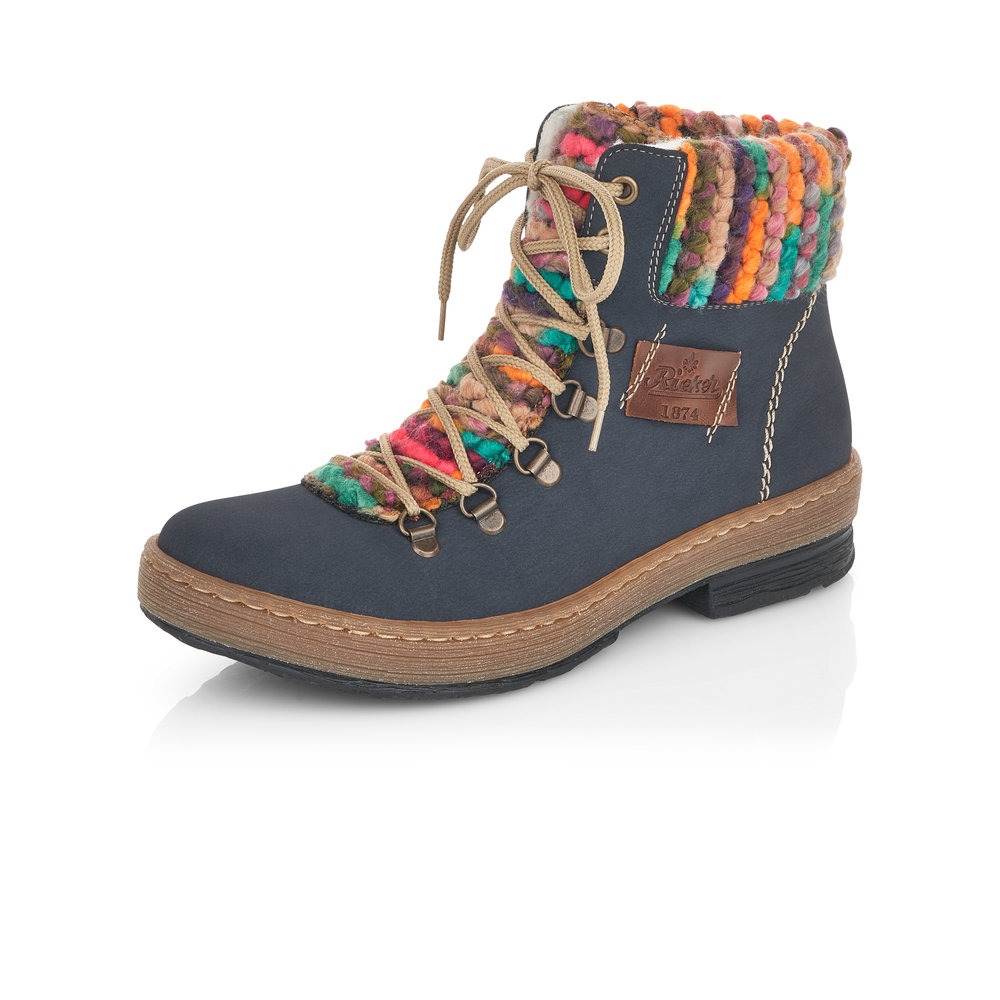 Rieker Z6743-15 Navy multi zip/lace boot    Size - 38 only.   Price - £62