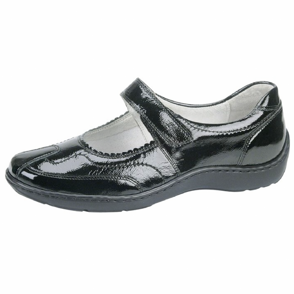 Waldläufer 496302 Henni black patent bar shoe.   Sizes - 4.5 to 8.  Price - £85
