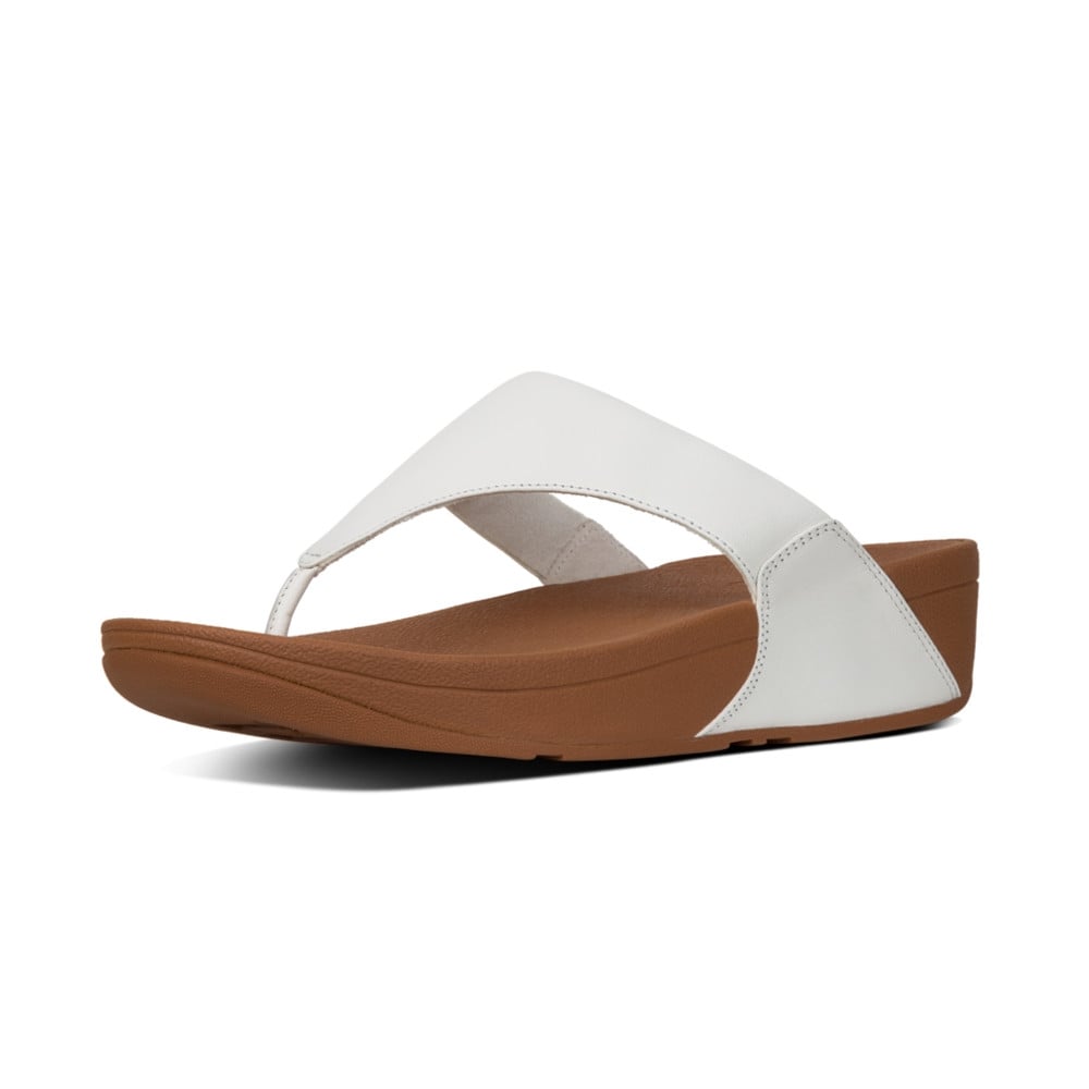 FitFlop Lulu White Leather Toe Post slide.   Sizes -  Sold Out
