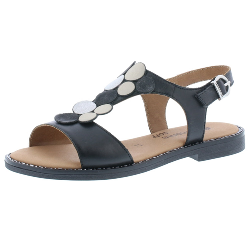 Remonte D3655-01 black flat sandal    Sizes - Sold Out.   Price - £62