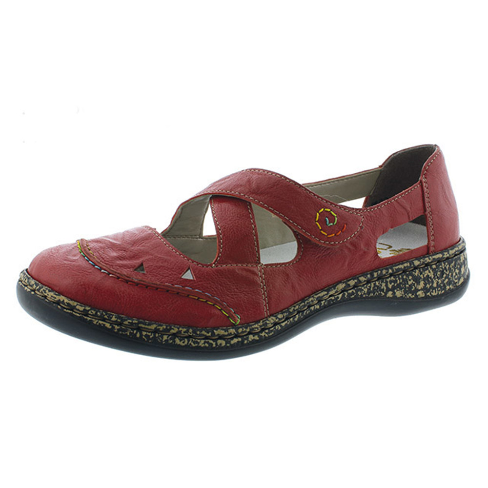 Rieker 46335-33 red cross strap shoe Sizes - 37 and 40 only.  Price - £57 Now £49
