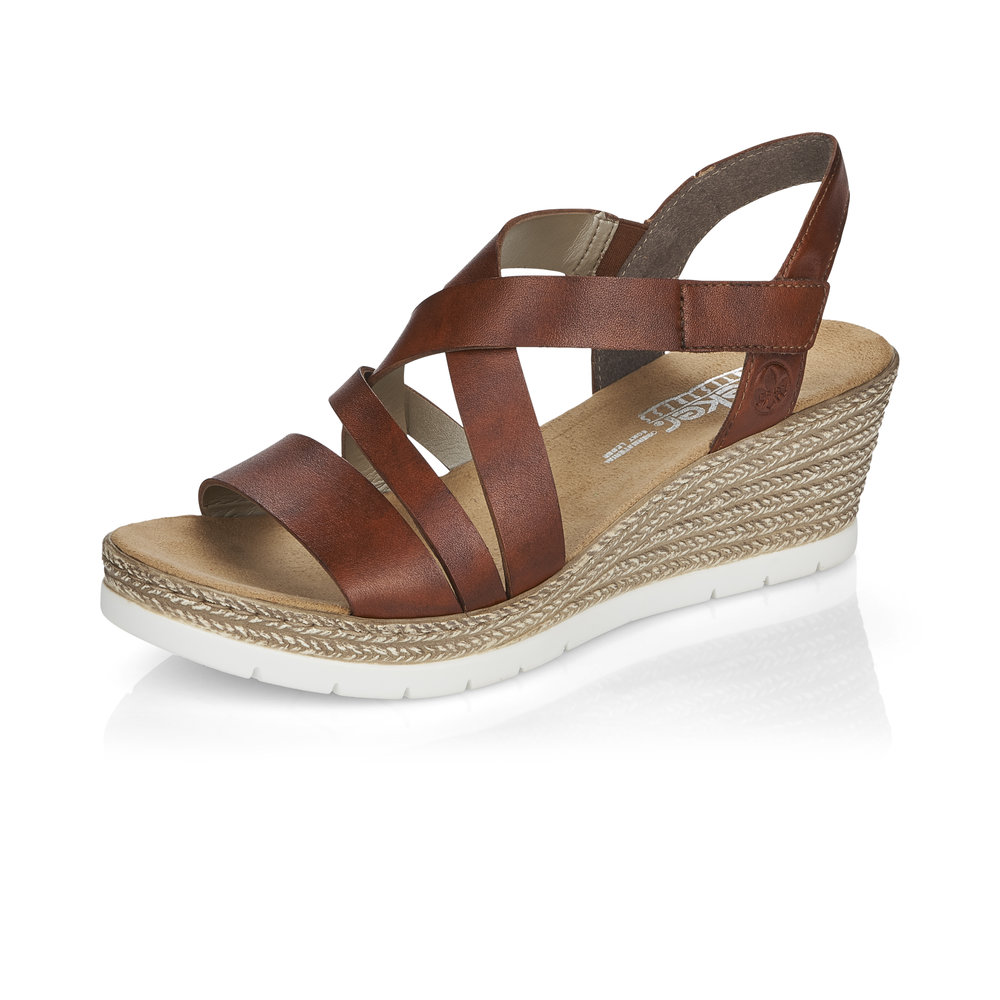 Rieker 61937-24 Tan strap wedge sandal Sizes - 38 and 40 only.  Price - £57 NOW £49 