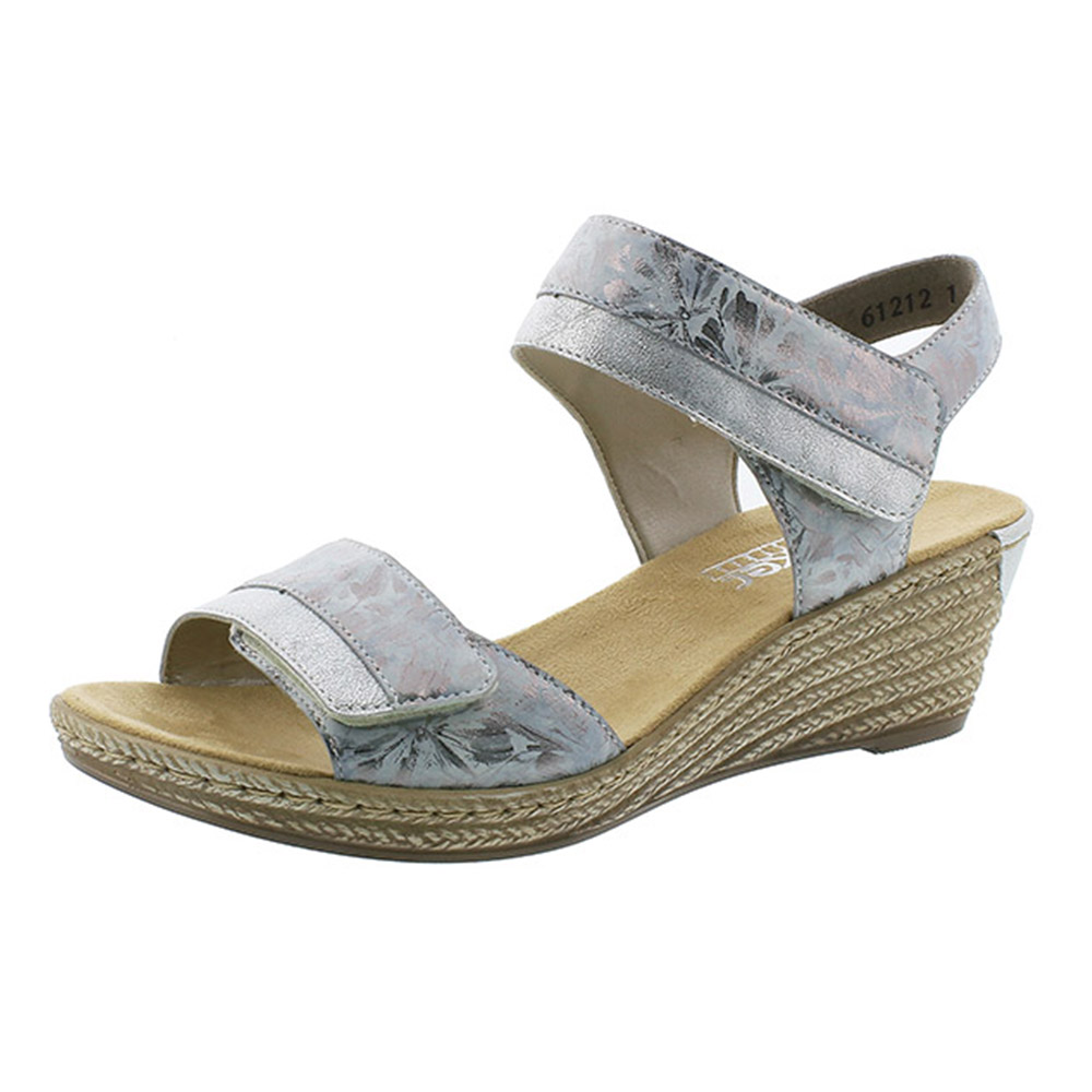Rieker 62470-91 silver twin strap wedge sandal Sizes - 37 to 41 Price - £57