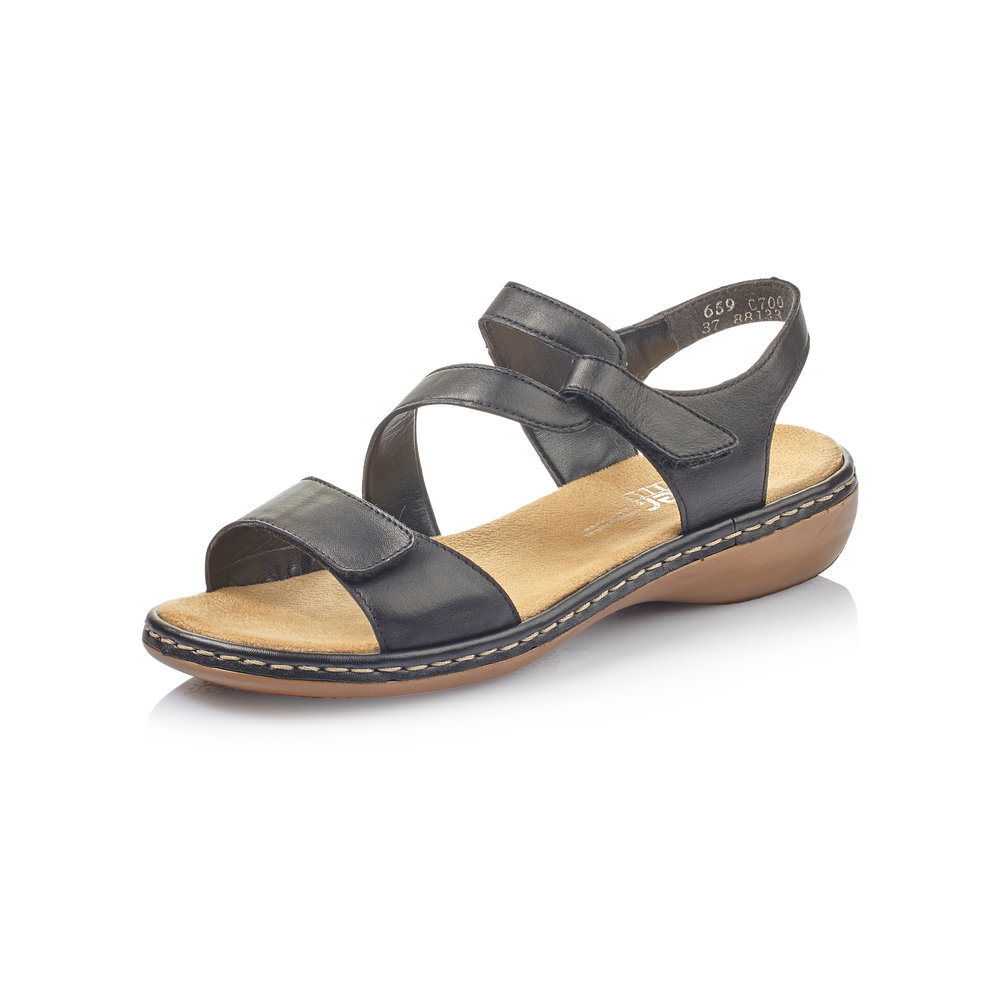 Rieker 659C7-00 Black velcro strap sandal   Sizes - 41 only.  Price - £57