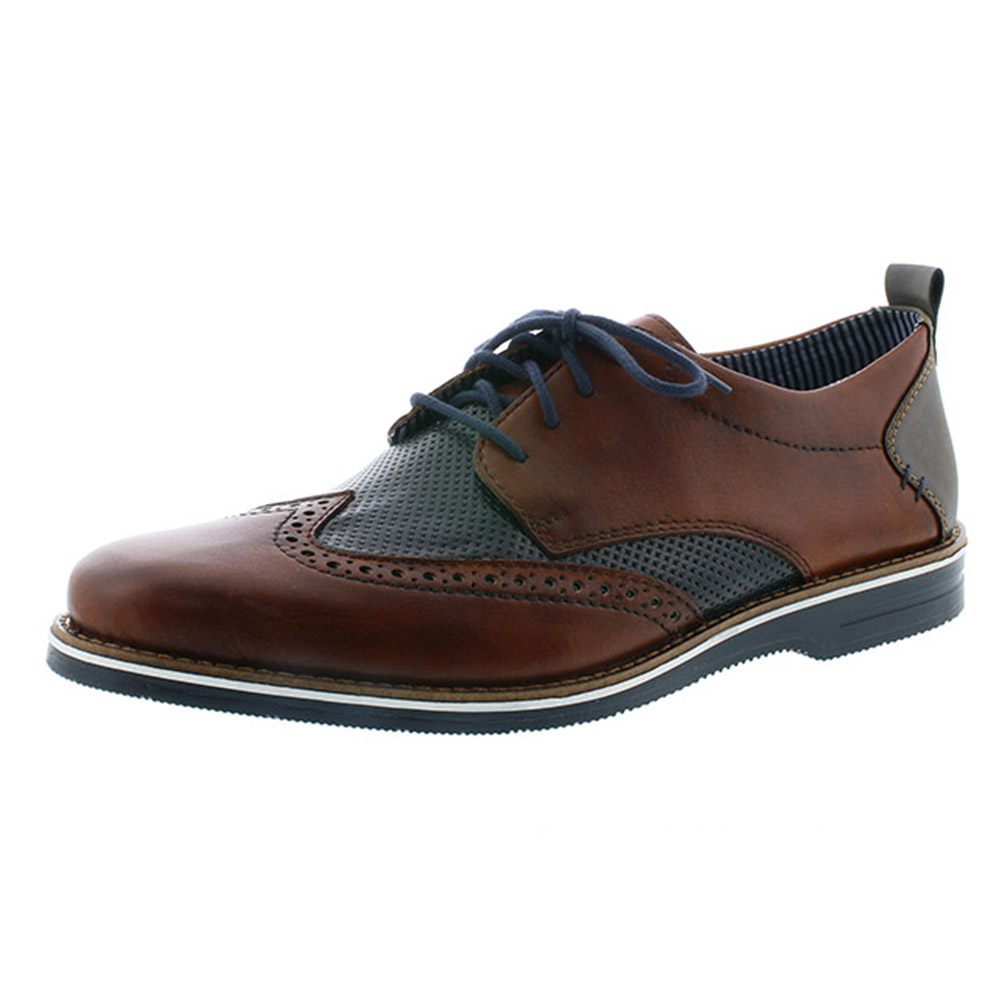 Rieker Mens 12532-24 navy tan brogue lace Size - 45 only.  Price - £79 Now £59