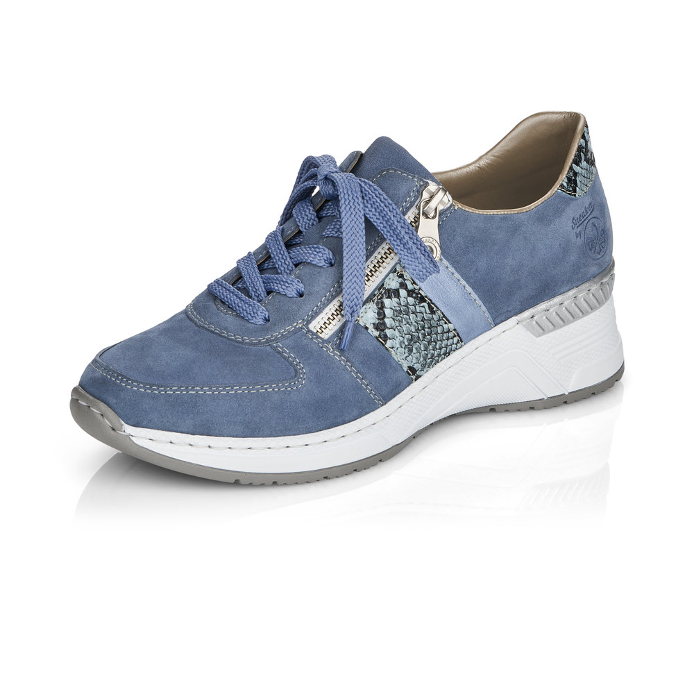 Rieker N4321-11 Blue zip lace wedge shoe Sizes - Sold Out.  Price - £67 