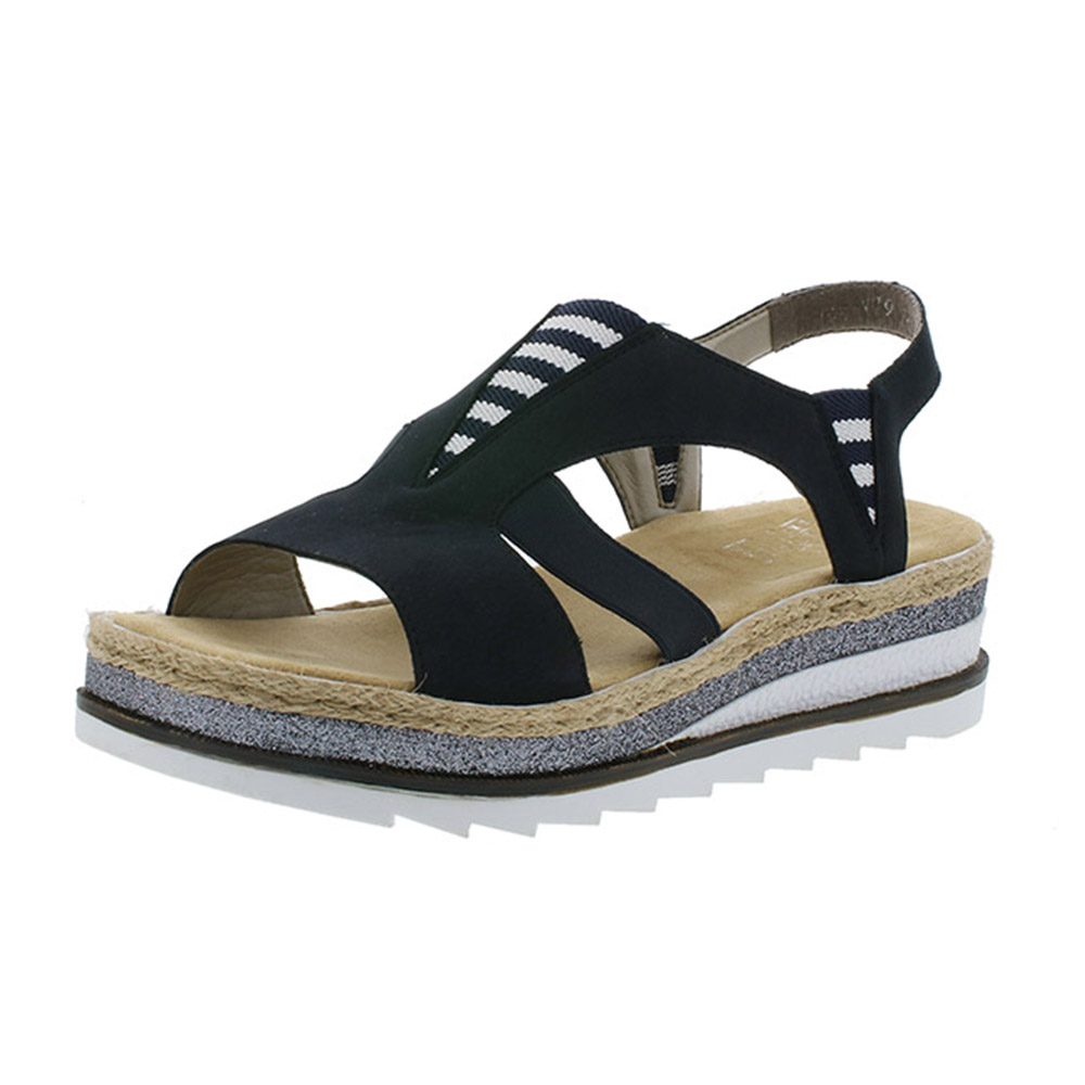 Rieker V79Y7-14 navy stripe sandal Sizes - 37 and 39 only.  Price - £57 Now £49