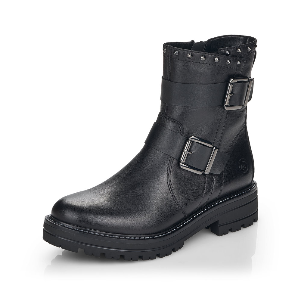 Remonte D2274-01 Black twin buckle zip boot Sizes - 38, 39 and 40.  Price - £89 NOW £69