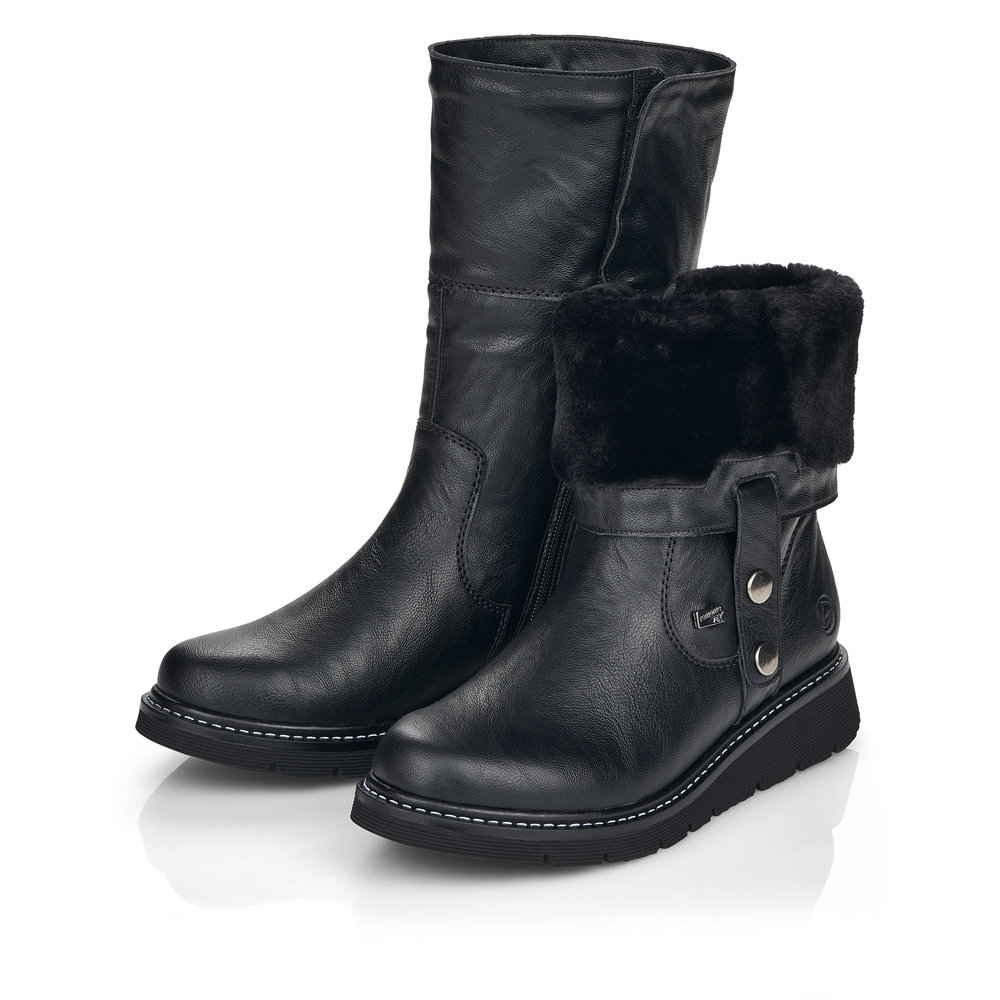 Remonte D3976-02 Black Tex Fur zip boot   Sizes -  41 only.  Price - £79 NOW £59