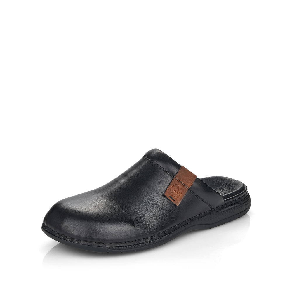 Rieker Mens 25598-00 Black leather mule Sizes - 41 and 45 only.  Price - £49