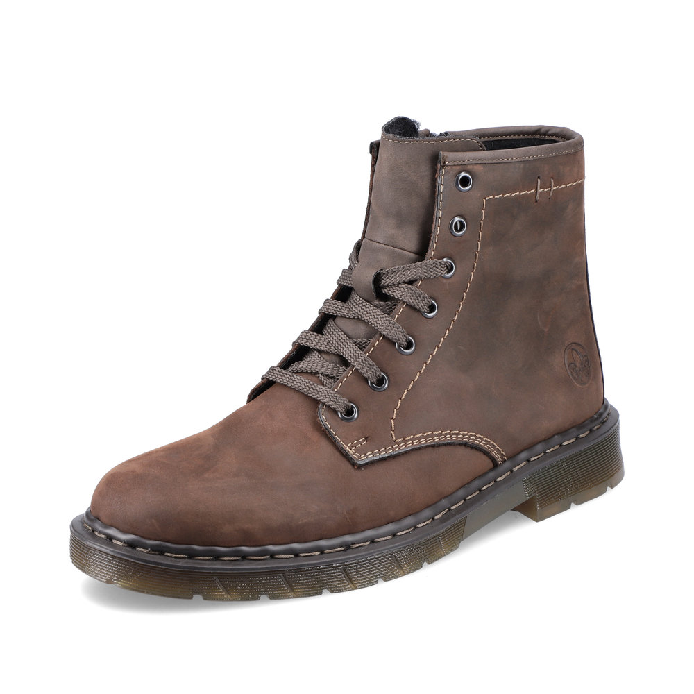 Rieker Mens 32601-22 Brown Leather zip lace boot Sizes - 41 only.   Price - £79 NOW £69