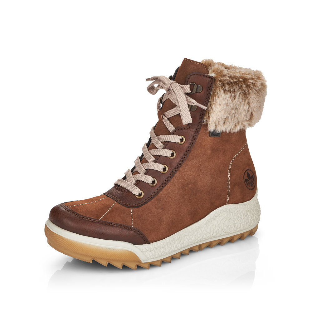 Rieker Y4720-24 Tan Tex Fur zip lace boot Sizes - 40 only.  Price - £77