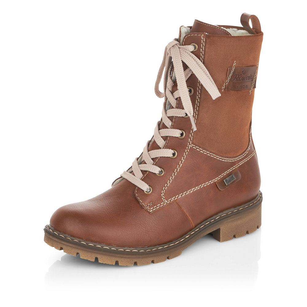 Rieker Y9114-25 Tan Tex zip lace boot Sizes - 37, 38, 40 and 41.   Price - £79 