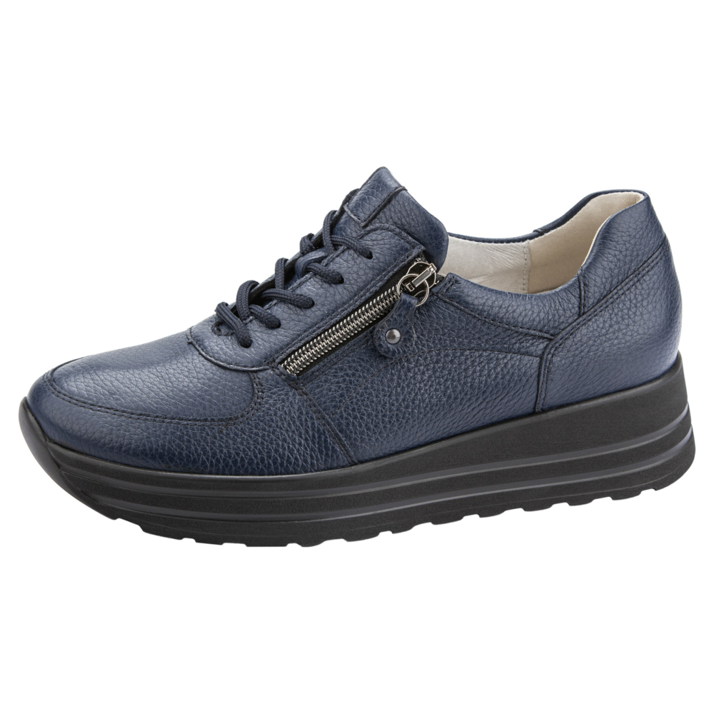 Waldlaufer 758009 H Lana Navy leather zip lace shoe Sizes - 5 only.  Price - £85