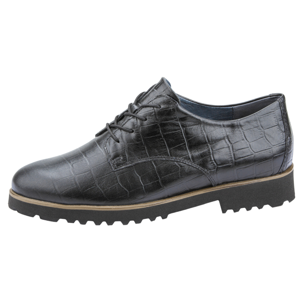 Waldlaufer 772001 Elisa black croc lace shoe Sizes - 5.5 only.  Price - £79 NOW £59