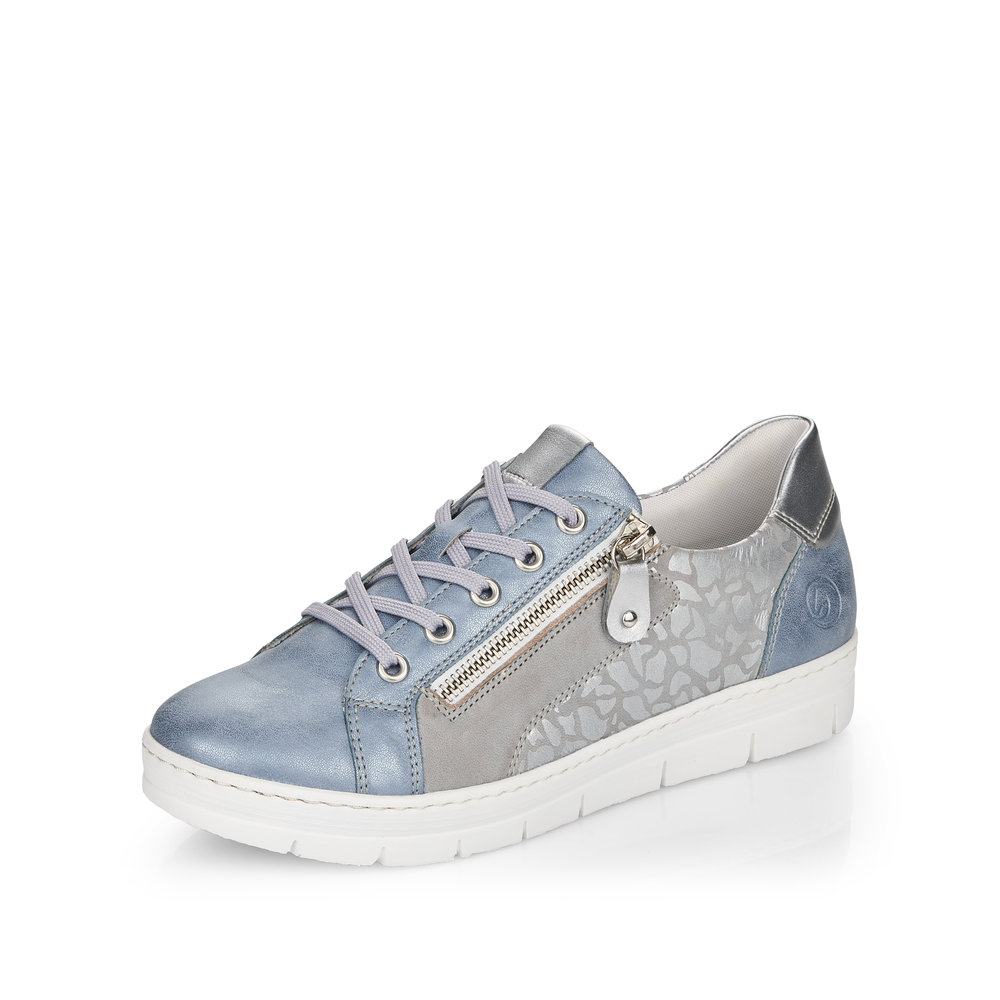 Remonte D5821-12 Blue silver zip lace shoe Sizes - Sold Out. Price - £72