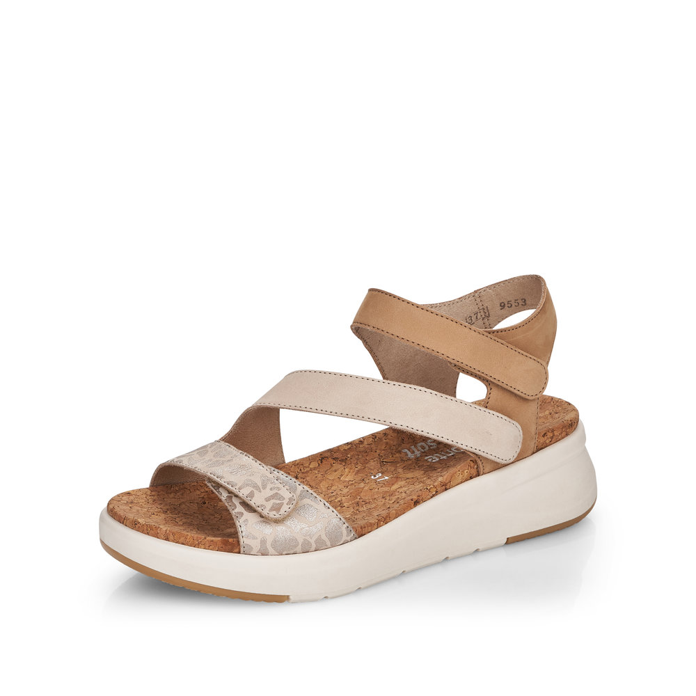 Remonte D9553-60 Beige multi 3 strap sandal Sizes - 38 only.  Price - £65 NOW £59