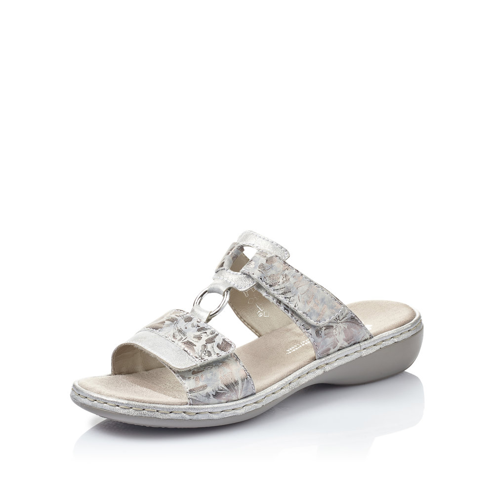 Rieker 659X6-80 Silver multi strap mule Sizes - 37, 40 and 41. Price £55 NOW £49