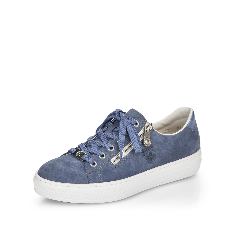 Rieker L59L1-10 Blue suede zip lace shoe Sizes - 38 only. Price - £62