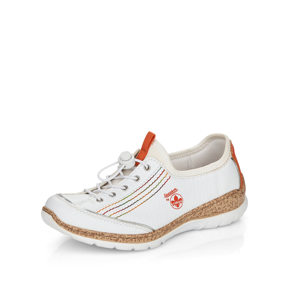 Rieker N42T0-81 White orange elastic lace shoe Sizes - 37, 38 and 39. Price - £62 NOW £55
