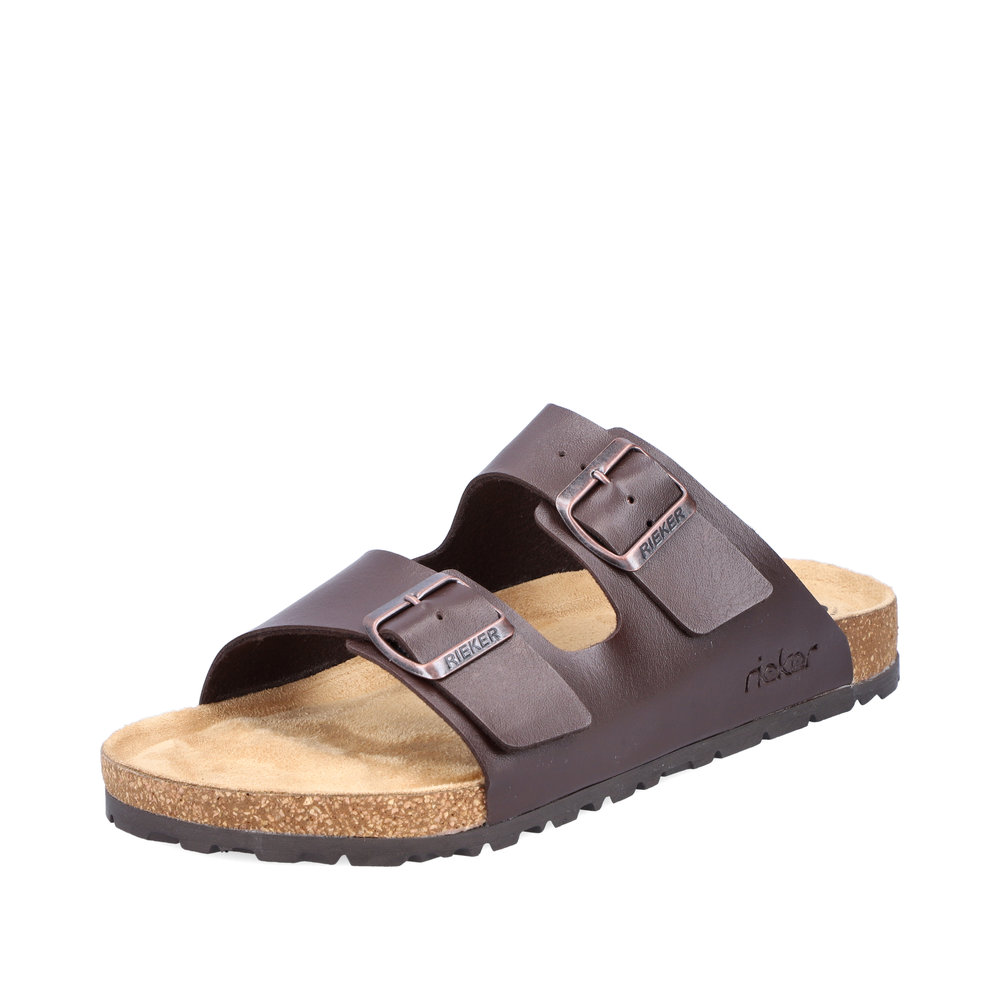 Rieker Mens 22190-26 Brown twin strap slide Sizes - 41, 43, 44 and 45. Price - £49 NOW £45