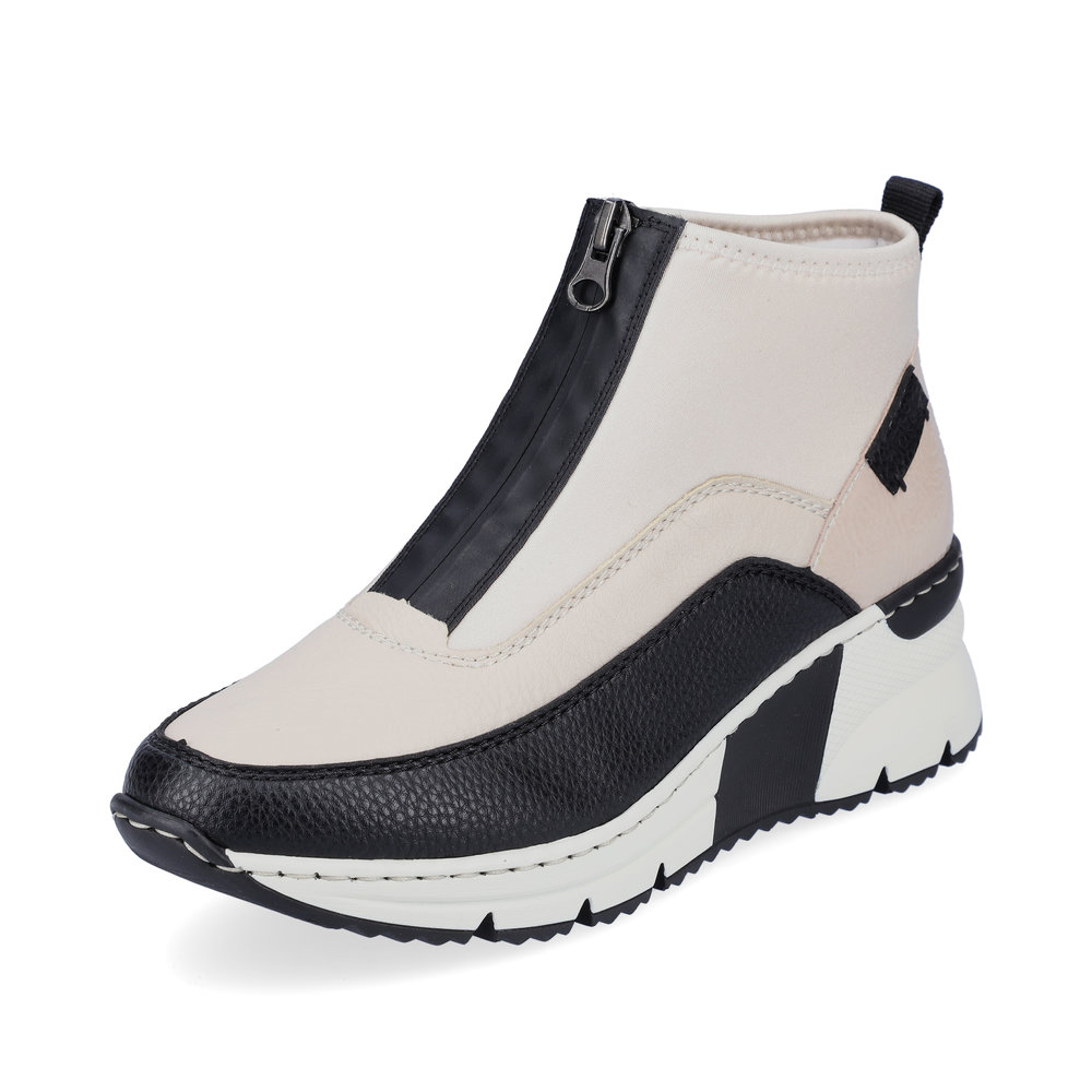 Rieker N6352-60 Cream black zip boot Sizes - 36, 37 and 39. Price - £62 NOW £45