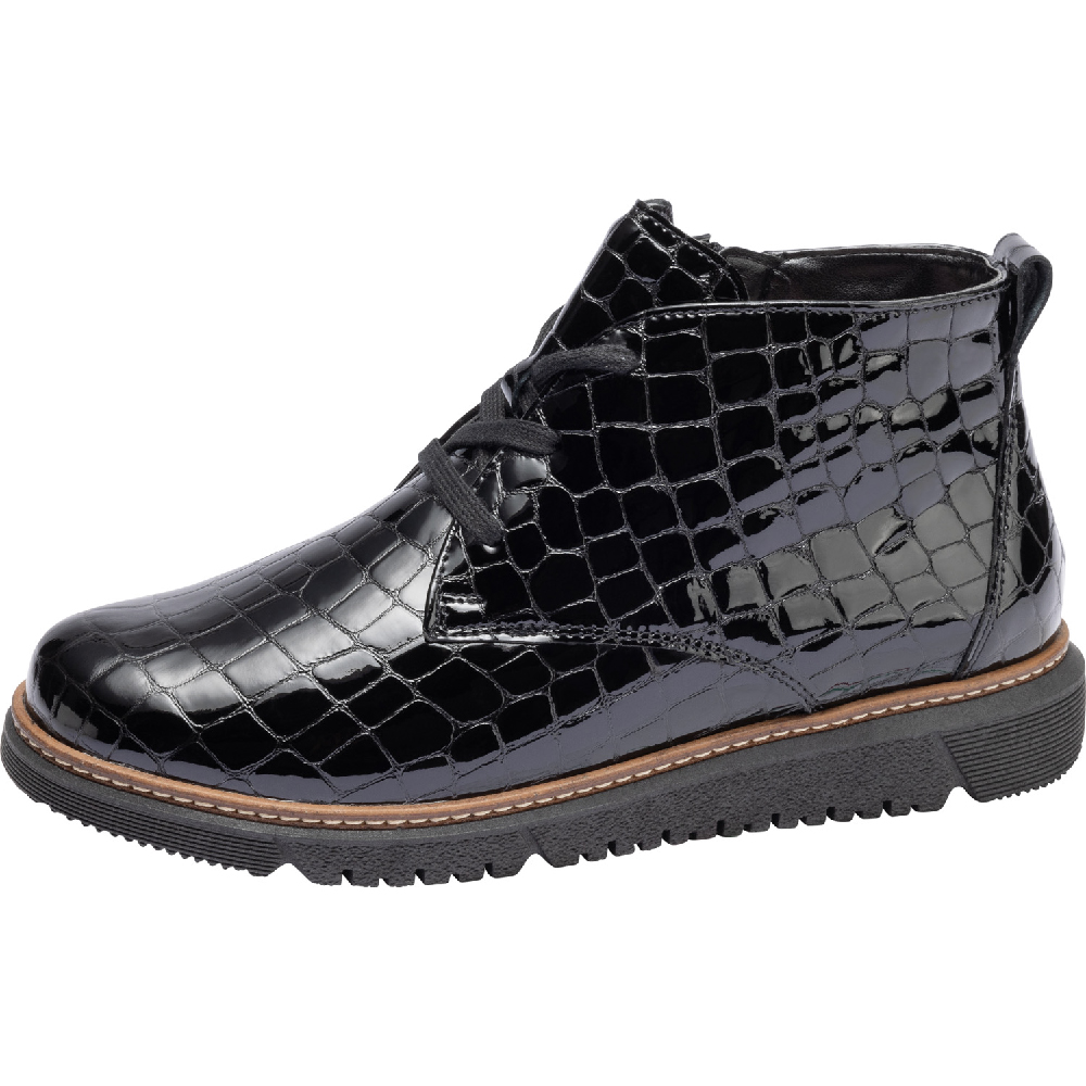 Waldlaufer 604804 K Gesa black Croco patent lace boot   Sizes - 5 to 8. Price - £99 