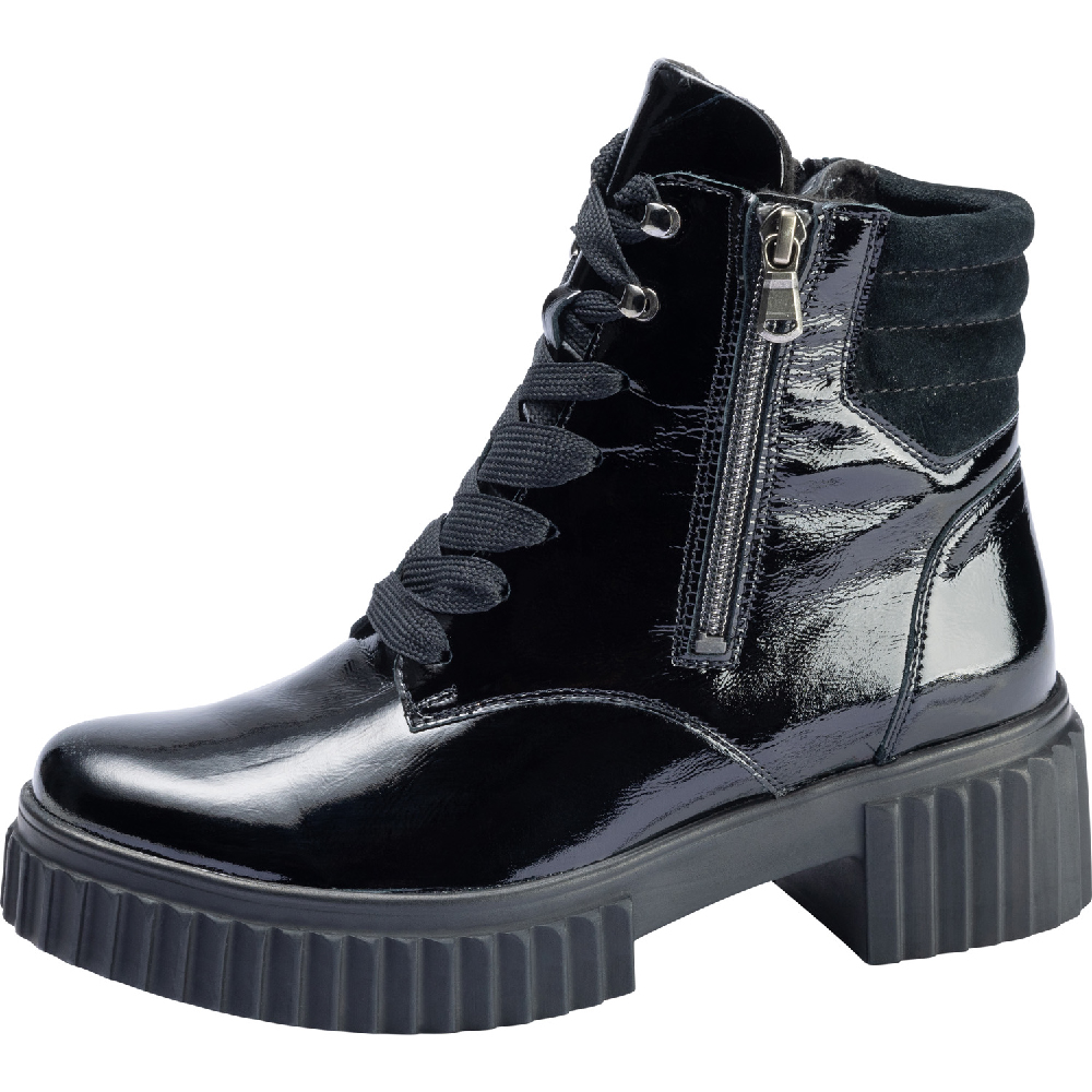 Waldlaufer 789801 H Nala black patent zip lace boot Sizes - 5.5 and  7 only. Price - £105 NOW £79