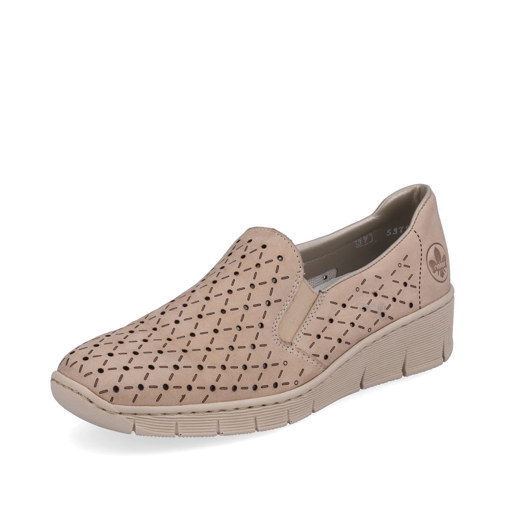 Rieker 53795-60 Beige slip on wedge shoe Sizes - 37, 39 and 40. Price - £65 NOW £52