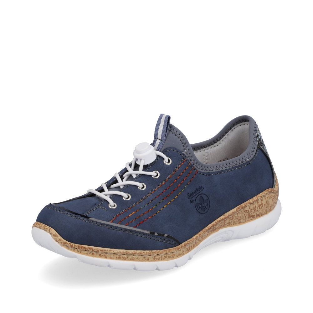 Rieker N42T0-14 Jeans blue elastic lace shoe Sizes - 37 and 41 only. Price - £69 NOW £59