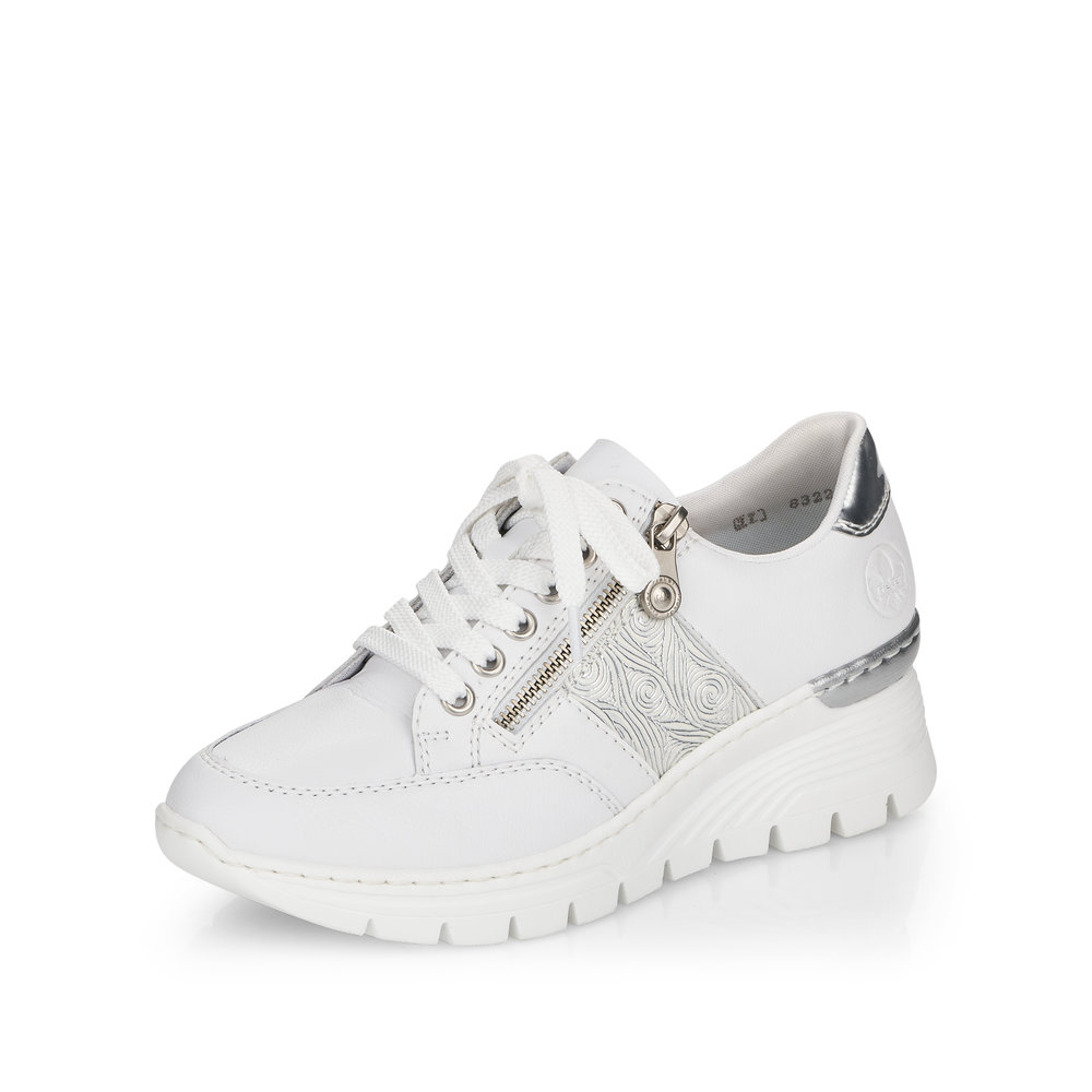 Rieker N8322-80 White silver zip lace shoe Sizes - 38 and 39 only. Price - £72 NOW £59