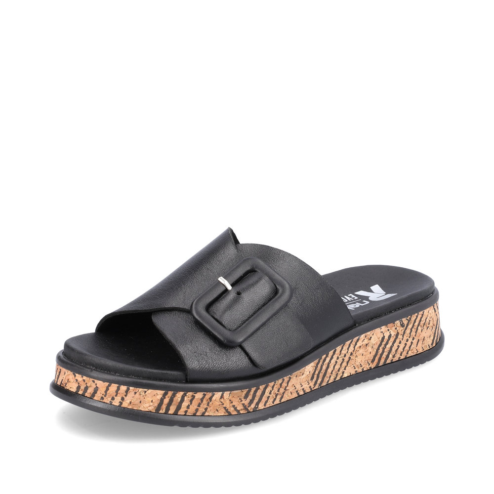 Rieker W0803-00 Black buckle slide Sizes - 37, 40 and 42. Price - £69 NOW £55