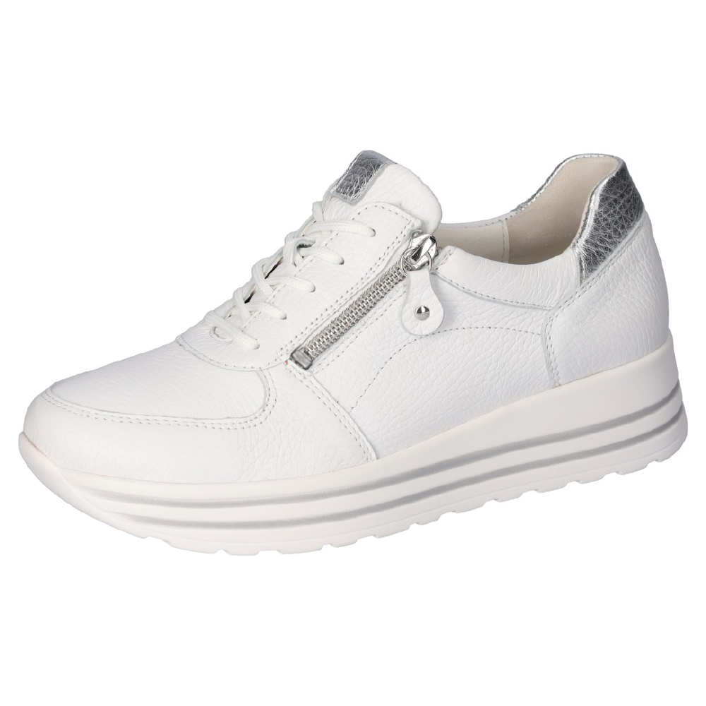Waldlaufer 758009 H- Lana White leather zip lace shoe Sizes - 7.5 Only. Price - £99 NOW £79