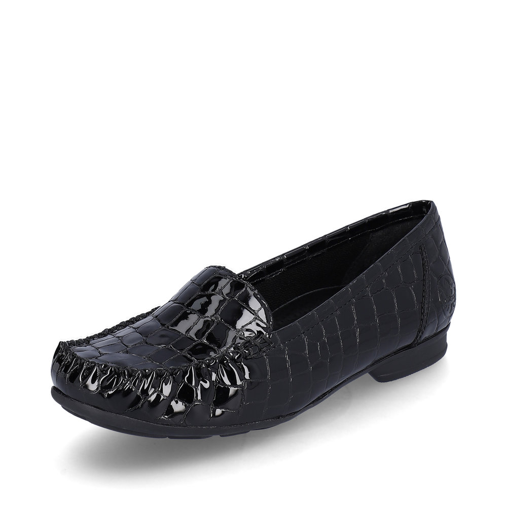 Rieker 40071-00 Black patent croc shoe Sizes - 37 to 42. Price - £65