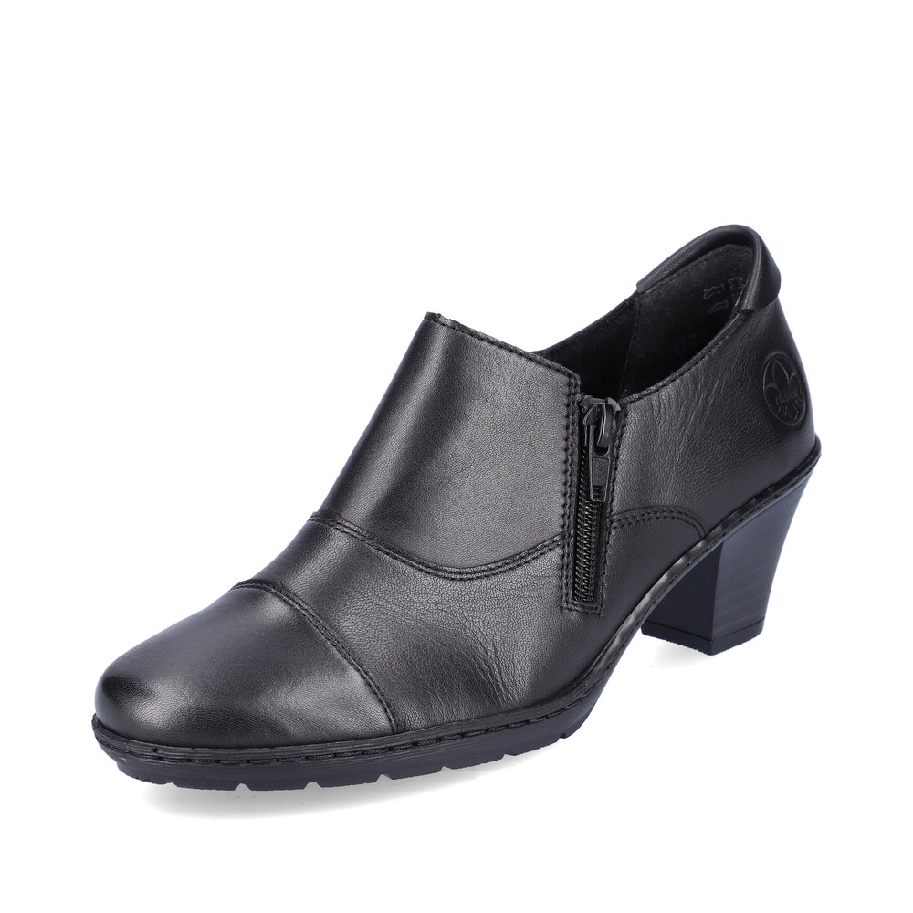 Rieker 57173-02 Black zip heel shoe Sizes - 37 to 41. Price - £67