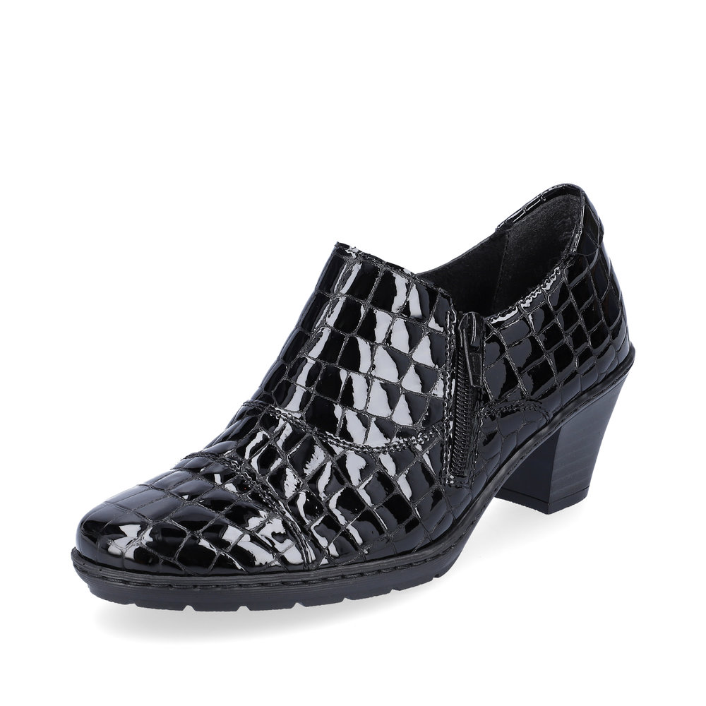 Rieker 57173-03 Blasck patent croc heel shoe Sizes - 36 to 41. Price - £69
