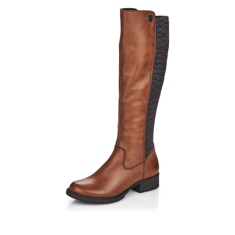 Rieker Z9591-22 Tall tan leather zip boot Sizes - 37 to 41. Price - £105
