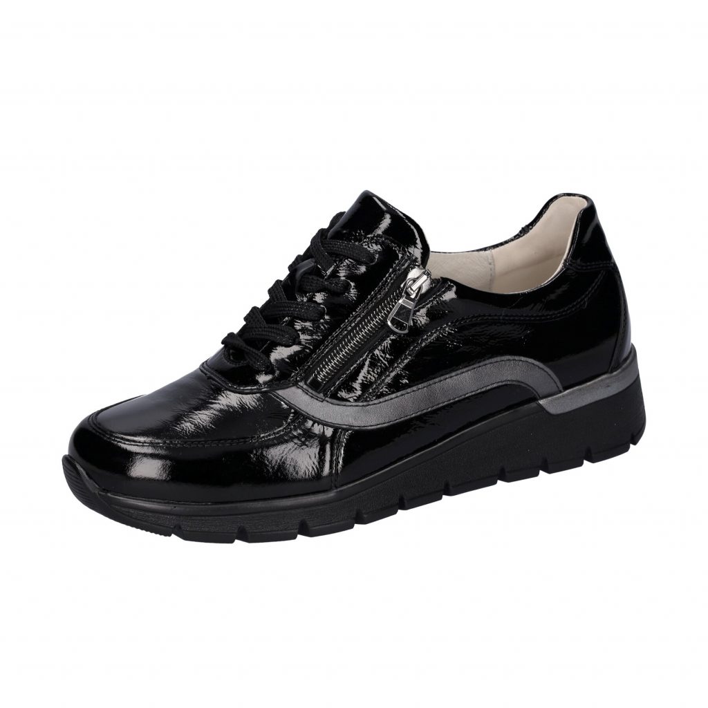 Waldlaufer 626014 K Ramona Black patent zip lace shoe  Sizes - 4.5 to 7.  Price - £99