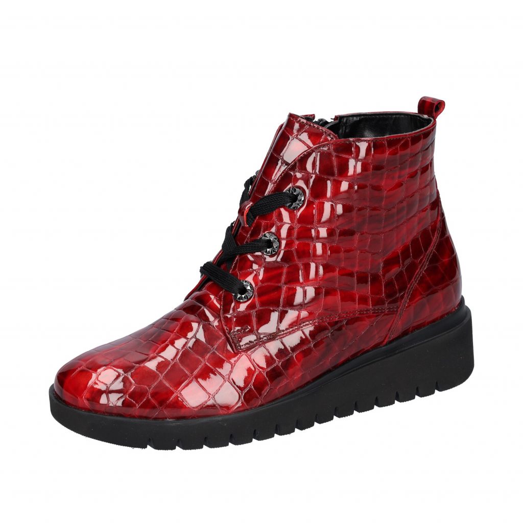 Waldlaufer 711801 H Florenz Red patent croc zip lace boot  Sizes - 4 to 7.  Price - £105